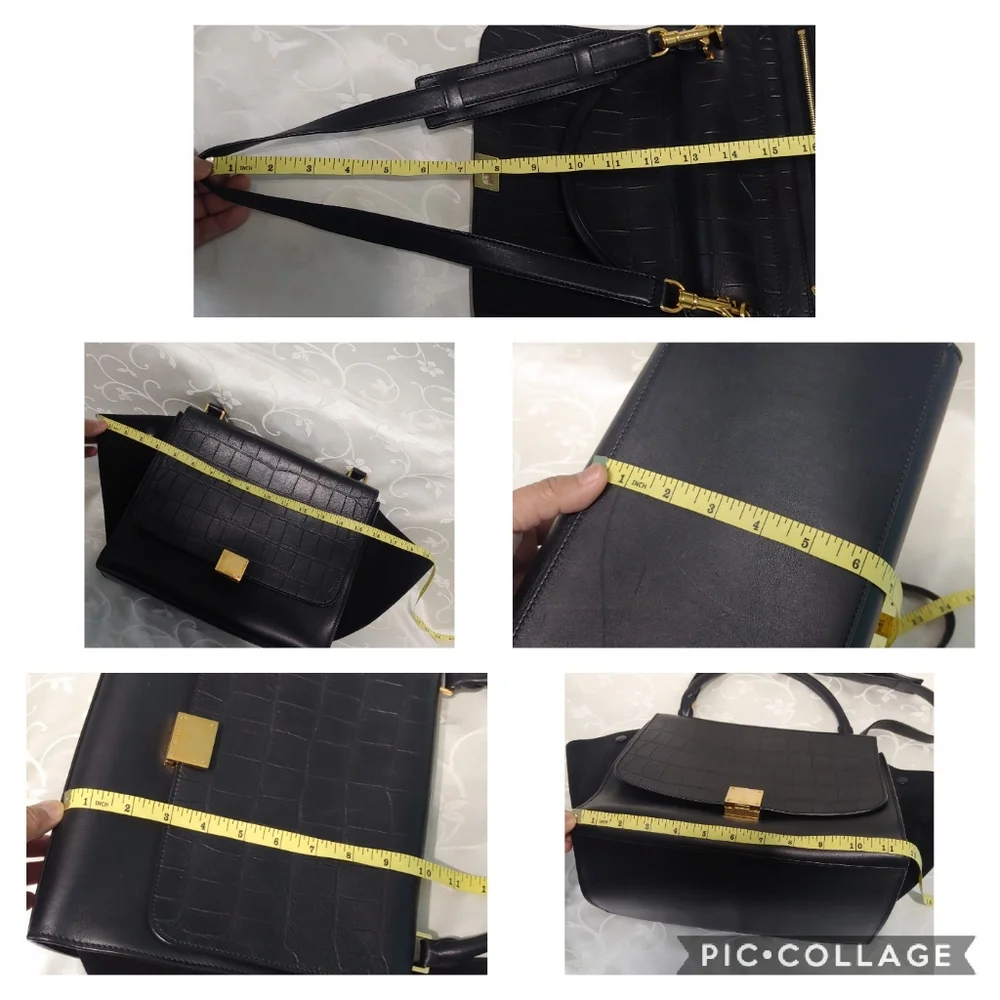 Celine Croc Embossed Medium Trapeze - Picture 15 of 16
